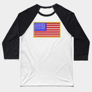 Embroidery American Flag Sticker Baseball T-Shirt